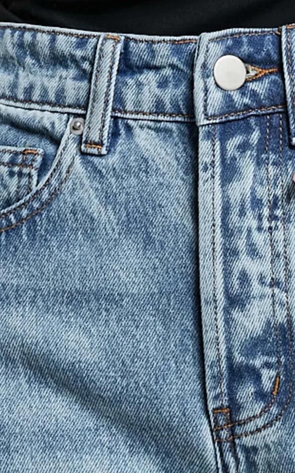 Showpo Wilkins Jeans 8211 High Waisted Straight Leg Cropped Hem Jeans In Mid Blue Wash Women Denim