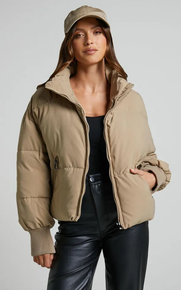 Showpo Windsor Jacket 8211 Puffer Jacket In Beige Women Jackets and Coats