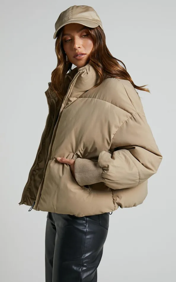 Showpo Windsor Jacket 8211 Puffer Jacket In Beige Women Jackets and Coats
