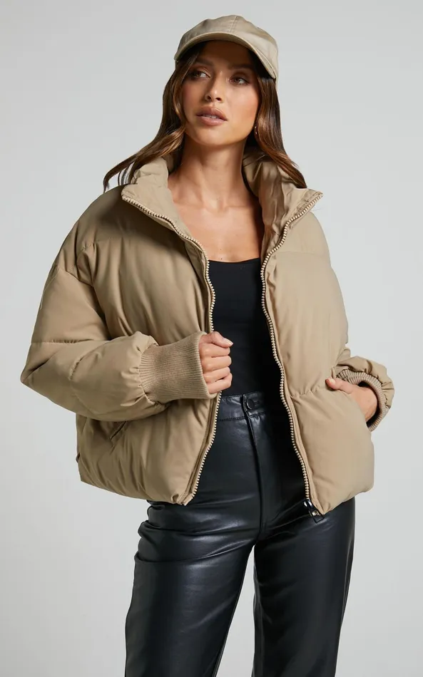 Showpo Windsor Jacket 8211 Puffer Jacket In Beige Women Jackets and Coats