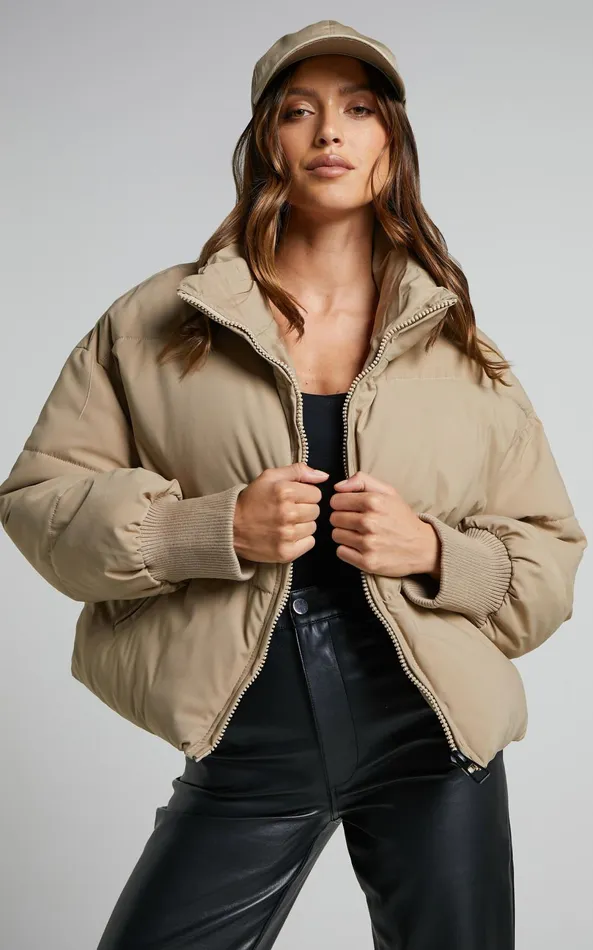 Showpo Windsor Jacket 8211 Puffer Jacket In Beige Women Jackets and Coats