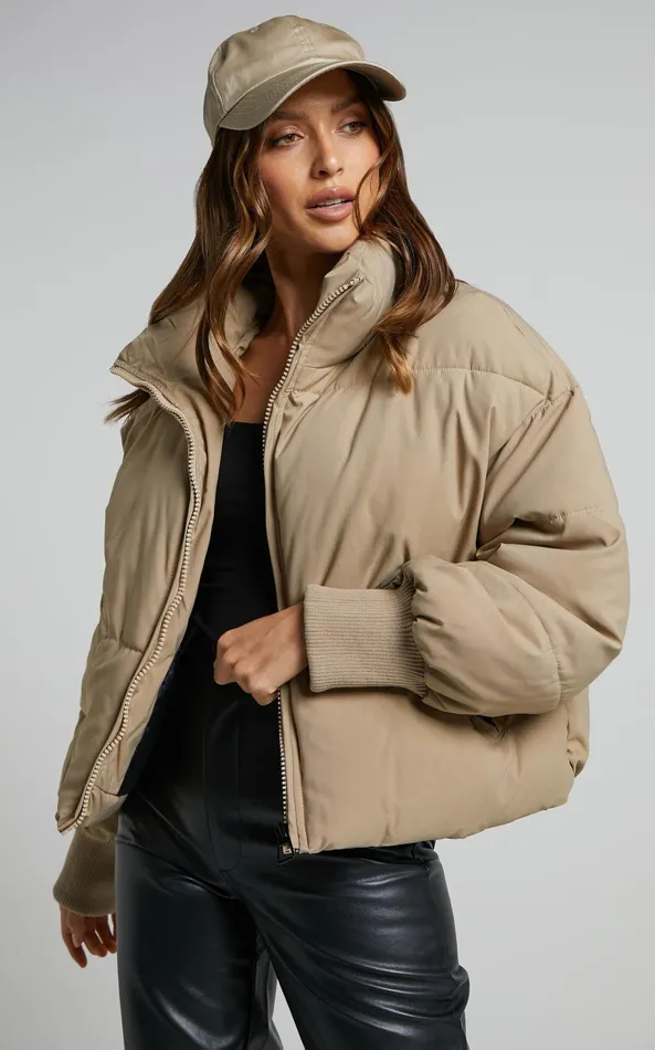 Showpo Windsor Jacket 8211 Puffer Jacket In Beige Women Jackets and Coats
