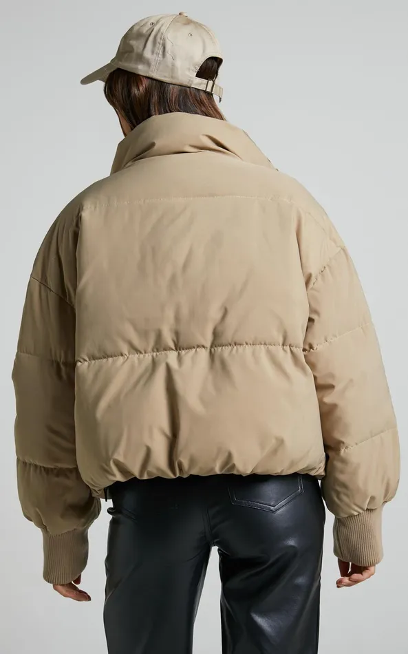 Showpo Windsor Jacket 8211 Puffer Jacket In Beige Women Jackets and Coats
