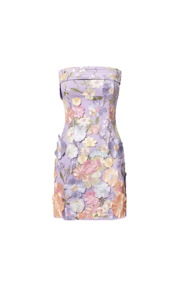 Showpo Wren Mini Dress 8211 Strapless Bodycon Garden Flowers Dress In Lilac Women Dresses