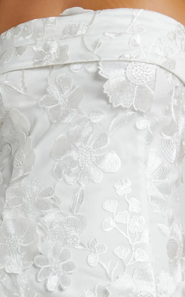 Showpo Wren Mini Dress 8211 Strapless Bodycon Garden Flowers Dress In White Women Dresses
