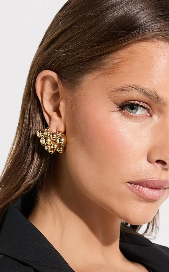 Showpo Wynn Earrings 8211 Bubble Detail Statement Earrings In Gold Women Earrings Showpo Wynn Earrings 8211 Bubble Detail Statement Earrings In Gold Women Earrings
