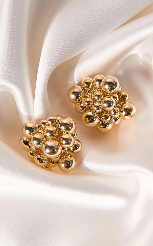Showpo Wynn Earrings 8211 Bubble Detail Statement Earrings In Gold Women Earrings