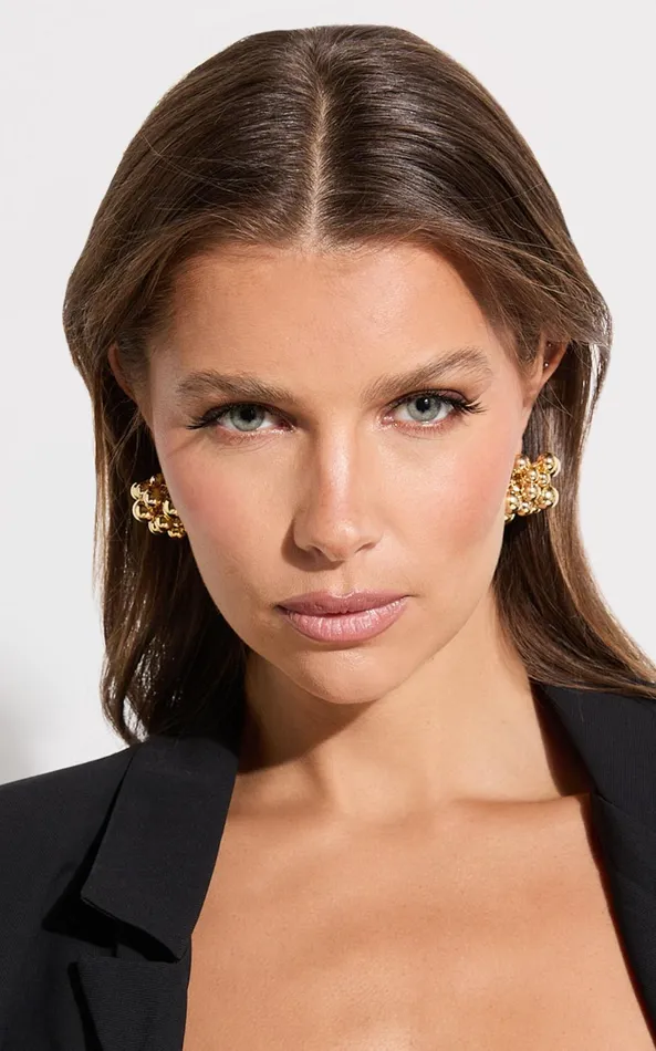 Showpo Wynn Earrings 8211 Bubble Detail Statement Earrings In Gold Women Earrings