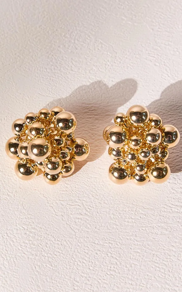 Showpo Wynn Earrings 8211 Bubble Detail Statement Earrings In Gold Women Earrings