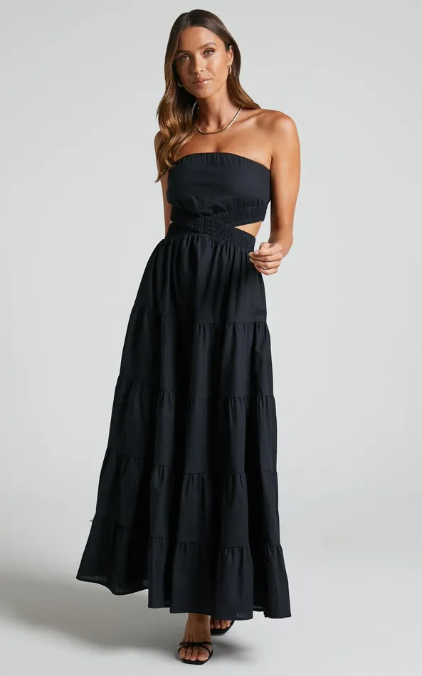 Showpo Xiomara Maxi Dress 8211 Strapless Cut Out Tiered Dress In Black Women Dresses Showpo Xiomara Maxi Dress 8211 Strapless Cut Out Tiered Dress In Black Women Dresses
