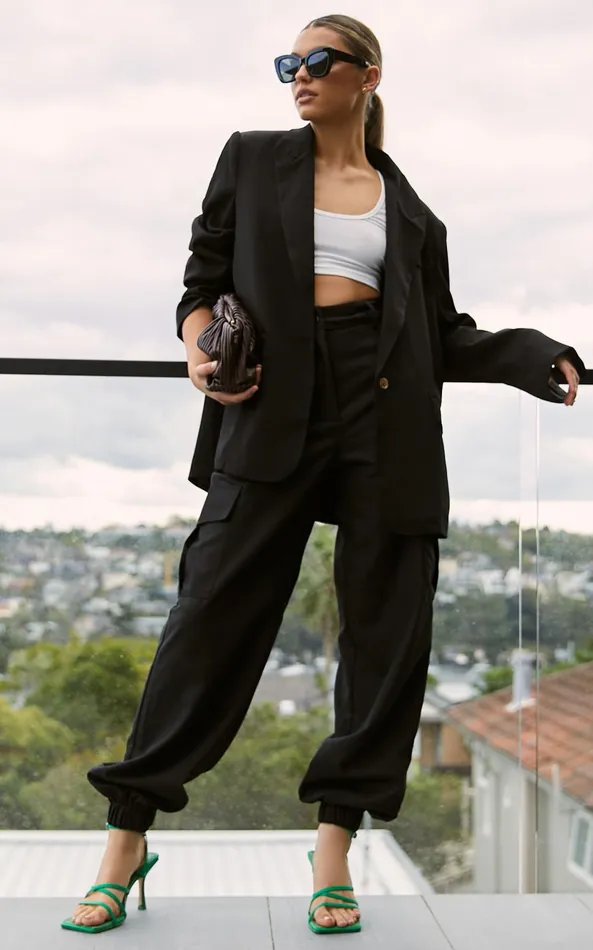 Showpo Xyriel 8211 High Waisted Utility Style Cargo Pants In Black Women Pants