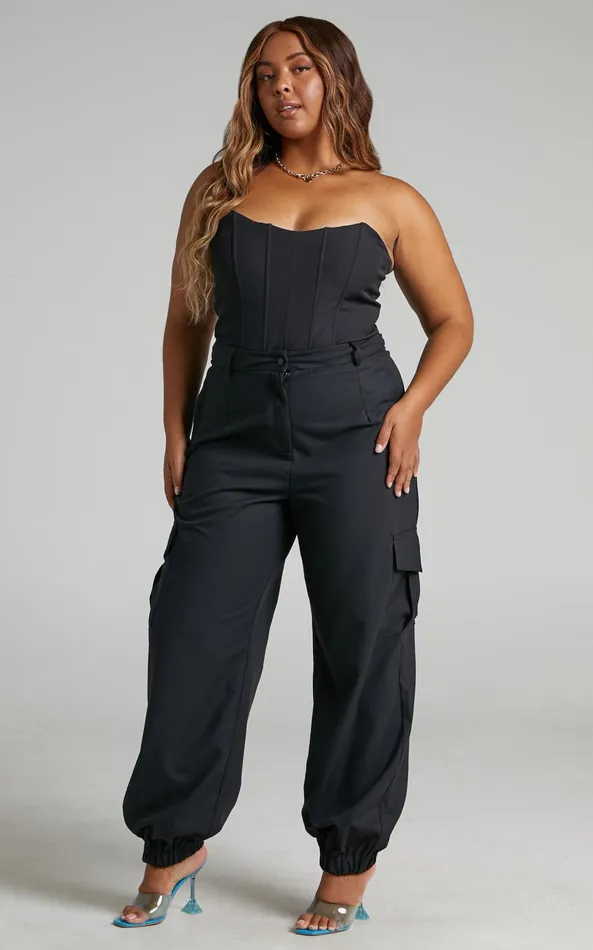 Showpo Xyriel 8211 High Waisted Utility Style Cargo Pants In Black Women Pants