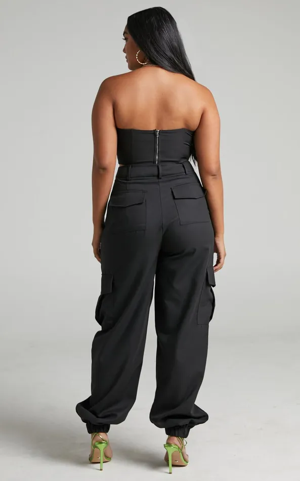 Showpo Xyriel 8211 High Waisted Utility Style Cargo Pants In Black Women Pants