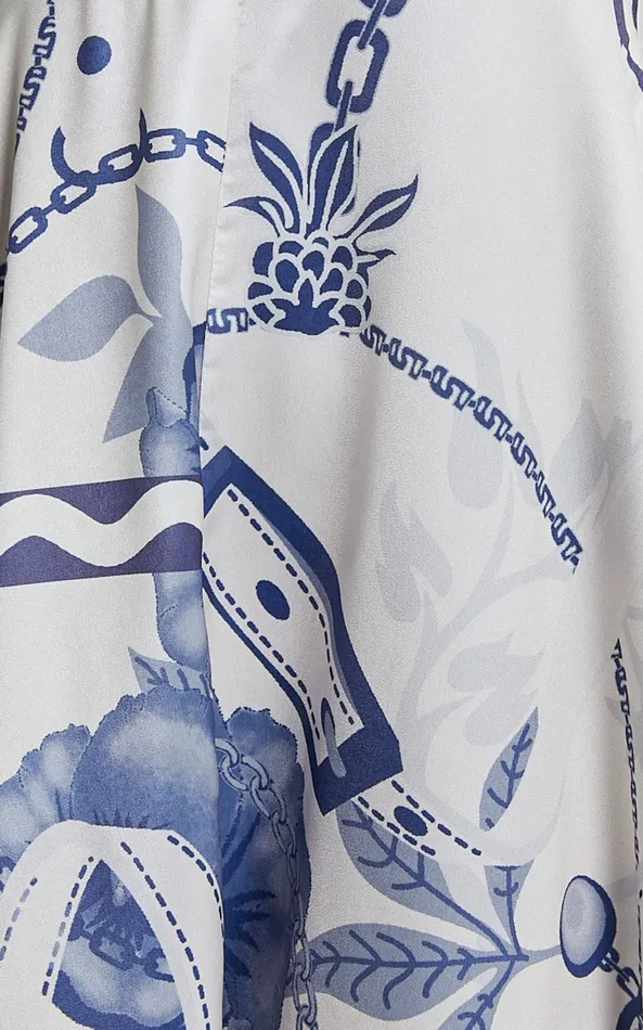 Showpo Yasmine Midi Dress 8211 Straight Neck Sleeveless A Line Dress In Blue And White Porcelain Print Women Dresses