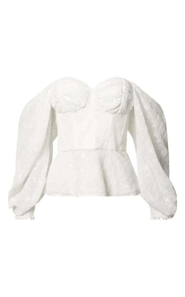 Showpo Ybur Top 8211 Off Shoulder Long Sleeve Bustier Top In Ivory Women Tops Showpo Ybur Top 8211 Off Shoulder Long Sleeve Bustier Top In Ivory Women Tops