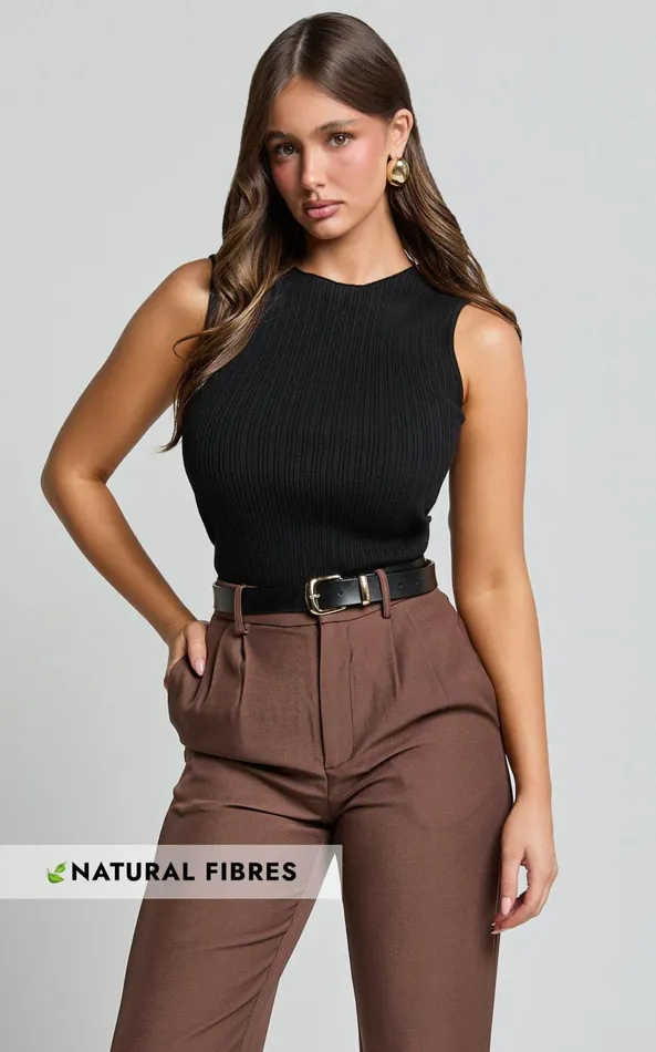 Showpo Yelena Top 8211 Cotton Ribbed Sleeveless Tank In Black Women Tops