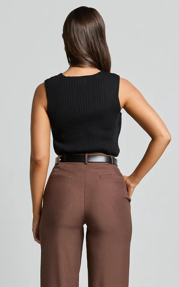 Showpo Yelena Top 8211 Cotton Ribbed Sleeveless Tank In Black Women Tops