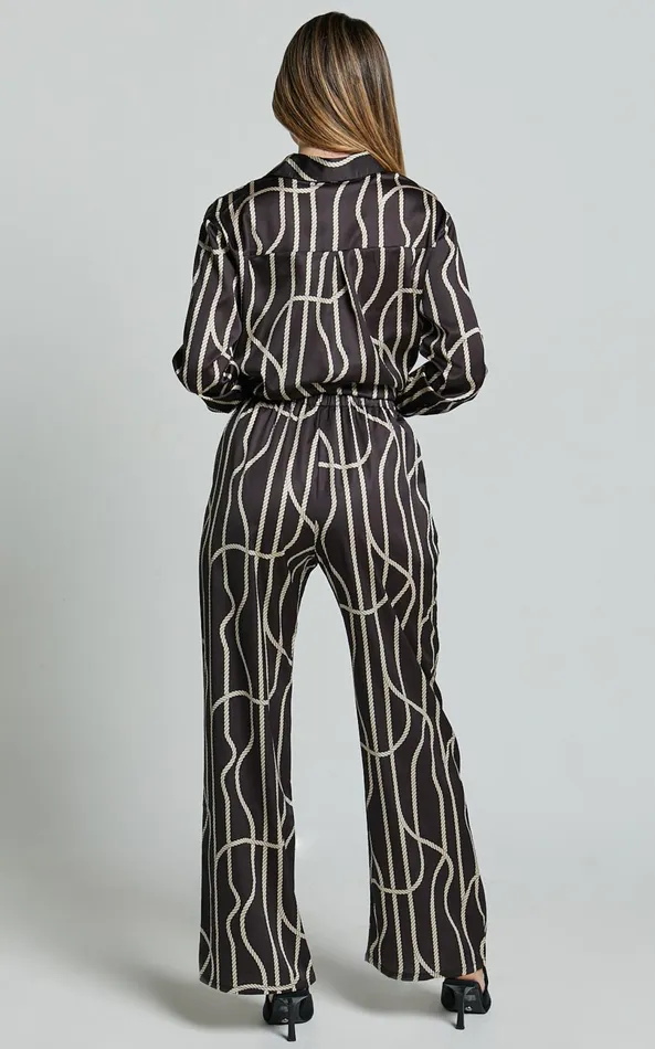 Showpo Yolanda Pants 8211 High Waisted Straight Leg Pants In BlackGold Chain Print Women Pants