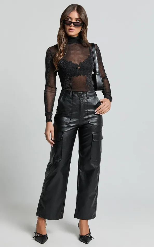 Showpo Yvette Pants 8211 High Waist Faux Leather Cargo Pants In Black Women Pants Showpo Yvette Pants 8211 High Waist Faux Leather Cargo Pants In Black Women Pants
