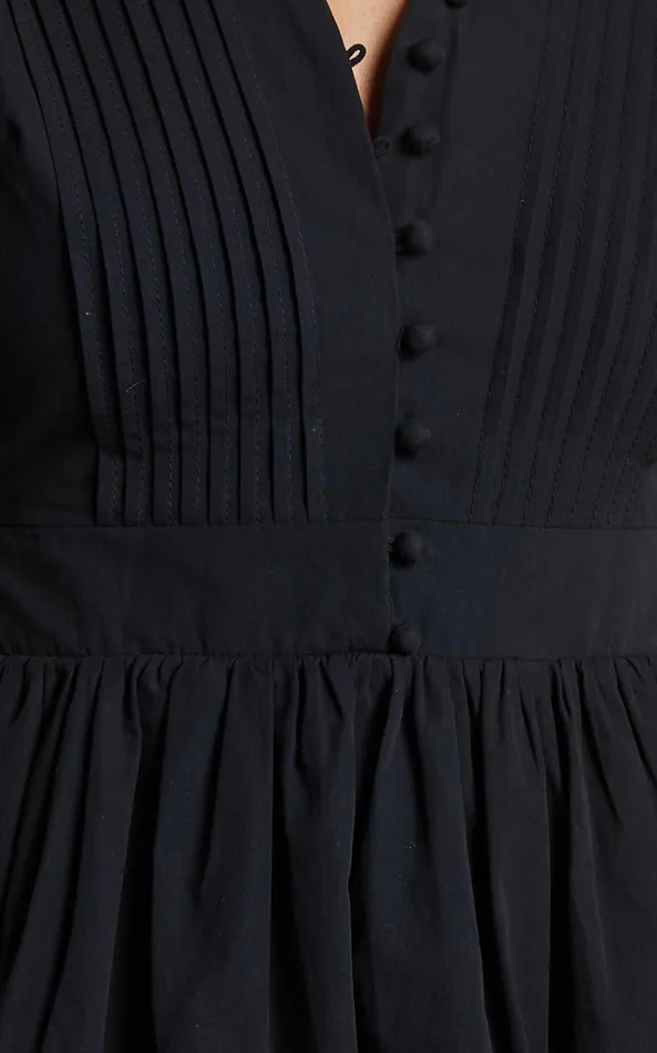 Showpo Zandra Mini Dress 8211 Puff Sleeve Poplin Dress In Black Women Curve Clothes