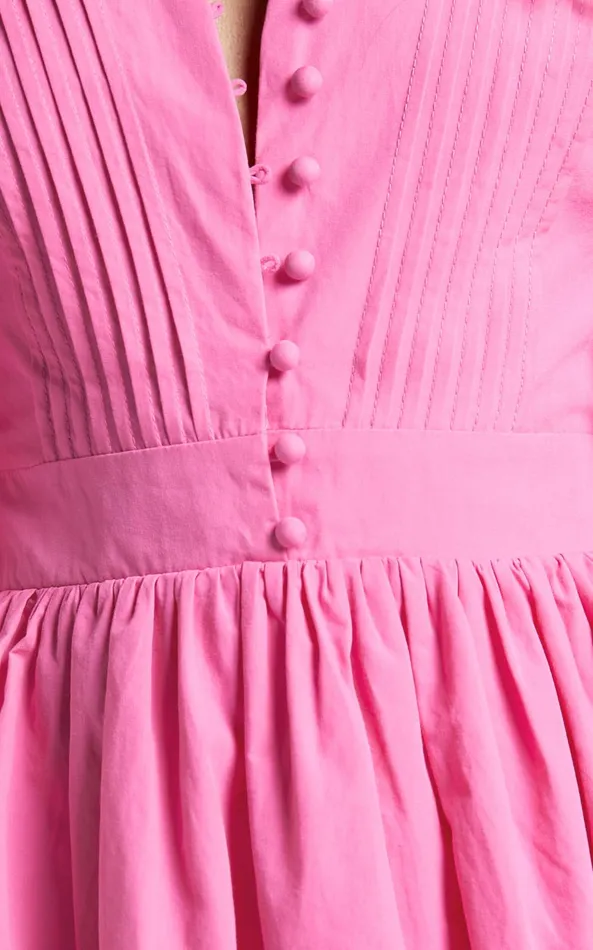 Showpo Zandra Mini Dress 8211 Puff Sleeve Poplin Dress In ICE PINK Women Curve Clothes