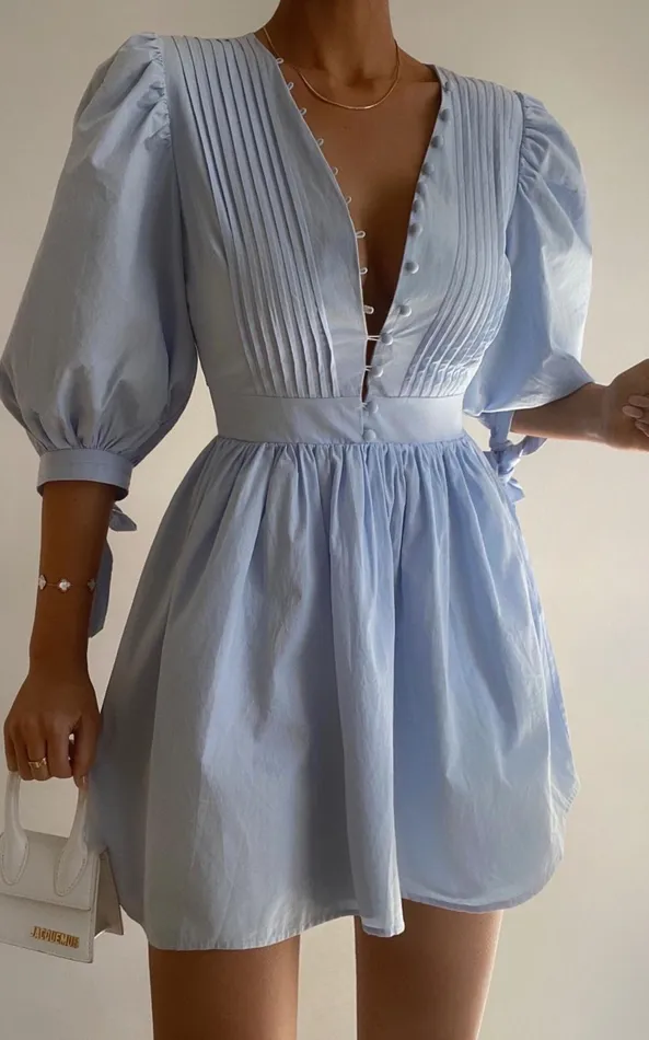 Showpo Zandra Mini Dress 8211 Puff Sleeve Poplin Dress In Icy Blue Women Curve Clothes Showpo Zandra Mini Dress 8211 Puff Sleeve Poplin Dress In Icy Blue Women Curve Clothes