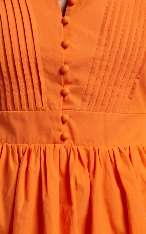 Showpo Zandra Mini Dress 8211 Puff Sleeve Poplin Dress In Orange Women Curve Clothes
