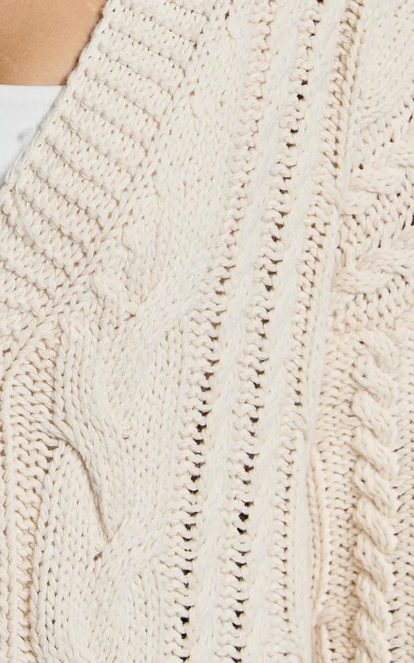 Showpo Zane Cardigan 8211 Longline Cable Knit Oversized Cardigan In Cream Women Knitwear