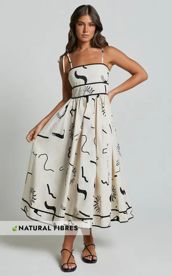 Showpo Zane Midi Dress 8211 Sleeveless Tie Straps A Line Dress In Black And White Print Women Dresses Showpo Zane Midi Dress 8211 Sleeveless Tie Straps A Line Dress In Black And White Print Women Dresses