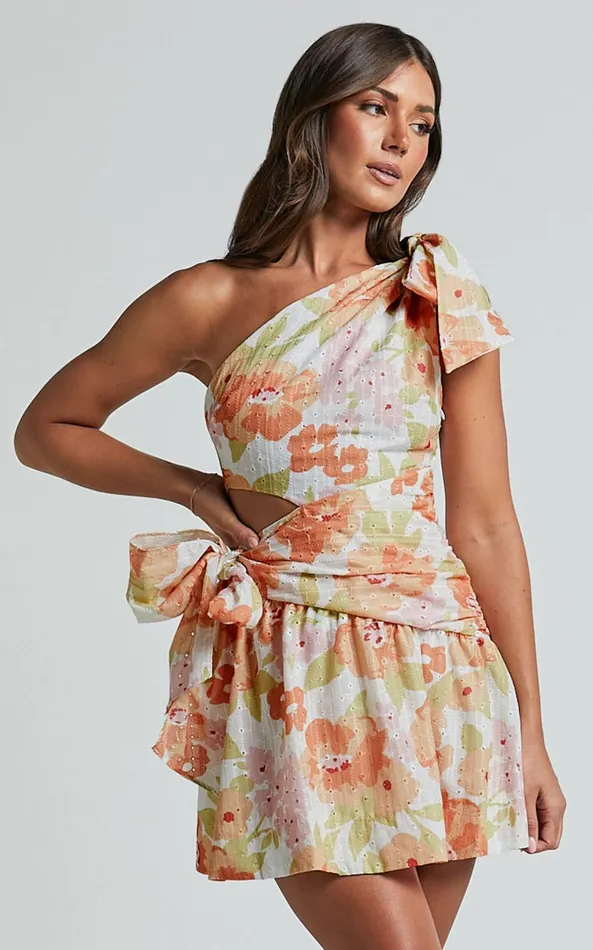 Showpo Zaria Mini Dress 8211 Asymmetric Cut Out Tie Waist Dress In Orange Floral Women Dresses Showpo Zaria Mini Dress 8211 Asymmetric Cut Out Tie Waist Dress In Orange Floral Women Dresses