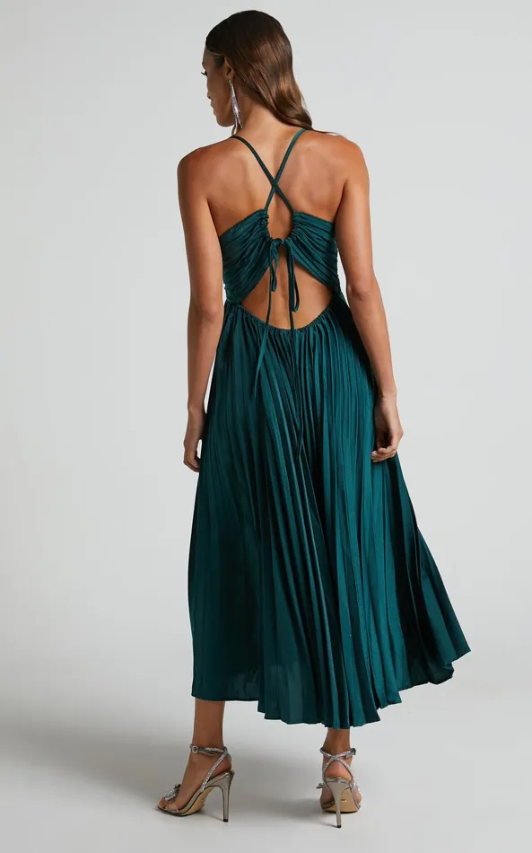 Showpo Zayla Midi Dress 8211 Plisse Twist Front Dress In Emerald Women Dresses Showpo Zayla Midi Dress 8211 Plisse Twist Front Dress In Emerald Women Dresses