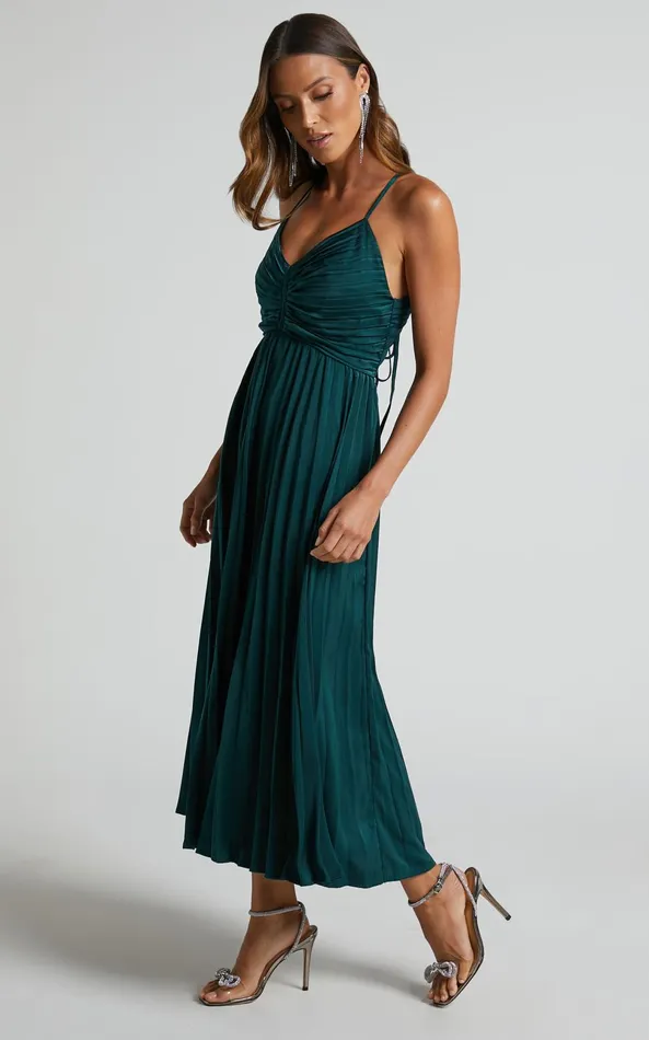 Showpo Zayla Midi Dress 8211 Plisse Twist Front Dress In Emerald Women Dresses Showpo Zayla Midi Dress 8211 Plisse Twist Front Dress In Emerald Women Dresses