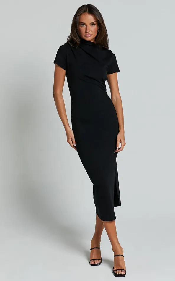 Showpo Zayna Midi Dress 8211 Jersey Short Sleeve Dress In Black Women Curve Clothes Showpo Zayna Midi Dress 8211 Jersey Short Sleeve Dress In Black Women Curve Clothes