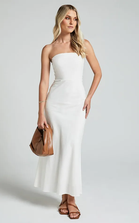 Showpo Zeita Maxi Dress 8211 Strapless Fit And Flare Dress In White Women Dresses Showpo Zeita Maxi Dress 8211 Strapless Fit And Flare Dress In White Women Dresses