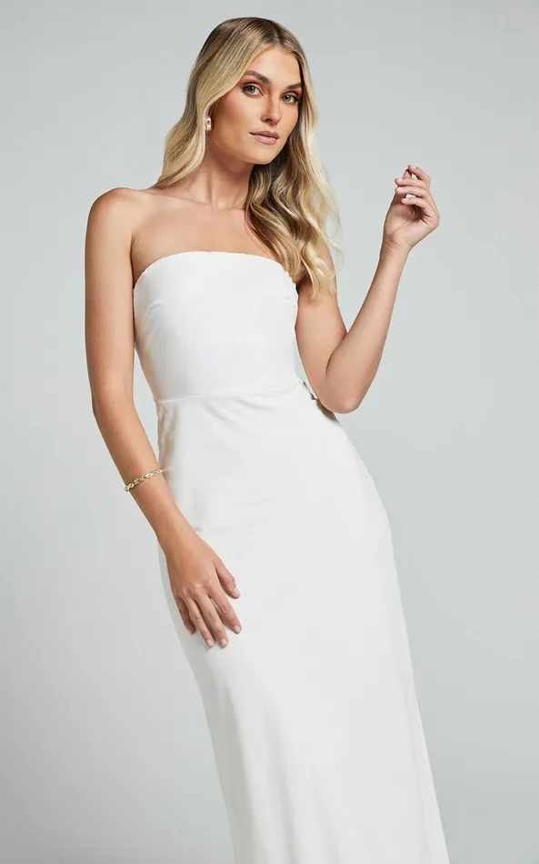 Showpo Zeita Maxi Dress 8211 Strapless Fit And Flare Dress In White Women Dresses