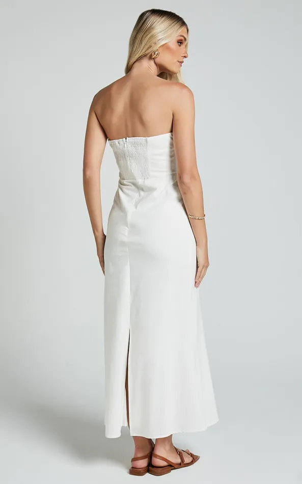 Showpo Zeita Maxi Dress 8211 Strapless Fit And Flare Dress In White Women Dresses
