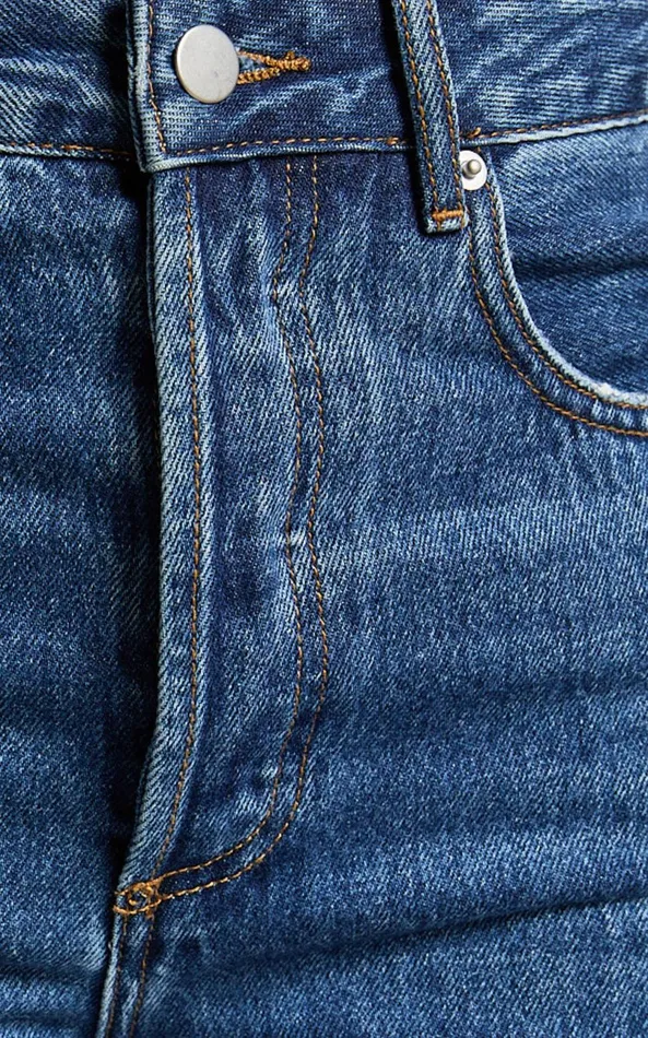 Showpo Zelrio Jeans 8211 High Waisted Recycled Cotton Cropped Denim Jeans In Dark Blue Wash Women Curve Clothes