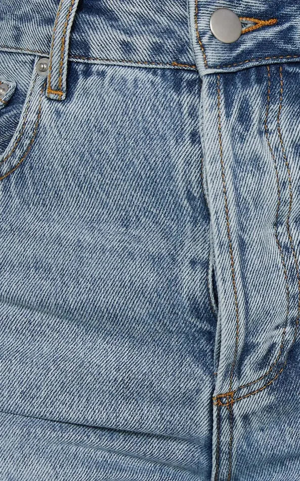 Showpo Zelrio Jeans 8211 High Waisted Recycled Cotton Cropped Denim Jeans In Mid Blue Wash Women Shop Conscious