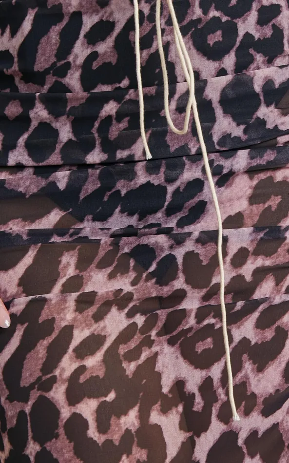Showpo Zharina Midi Dress 8211 Lace Up Front Sheer Dress In Leopard Print Women Dresses