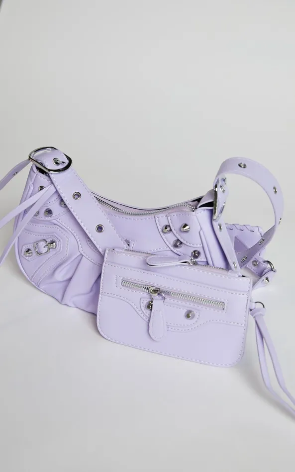 Showpo Zipporah Bag 8211 Silver Stud Detail Crossbody Bag In Purple Women Bags Showpo Zipporah Bag 8211 Silver Stud Detail Crossbody Bag In Purple Women Bags