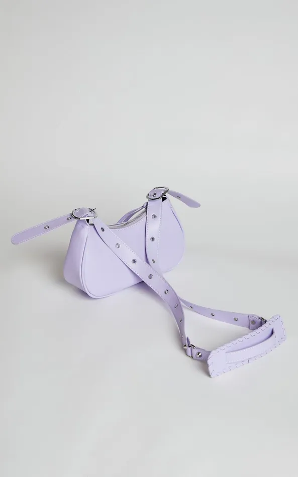 Showpo Zipporah Bag 8211 Silver Stud Detail Crossbody Bag In Purple Women Bags