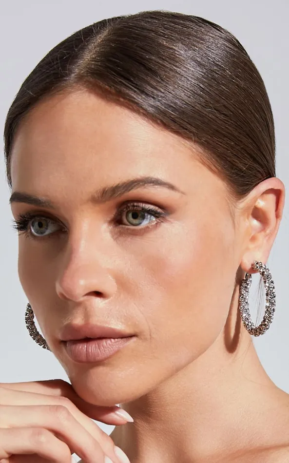Showpo Zita Earrings 8211 Diamante Hoop Earrings In Silver Women Earrings