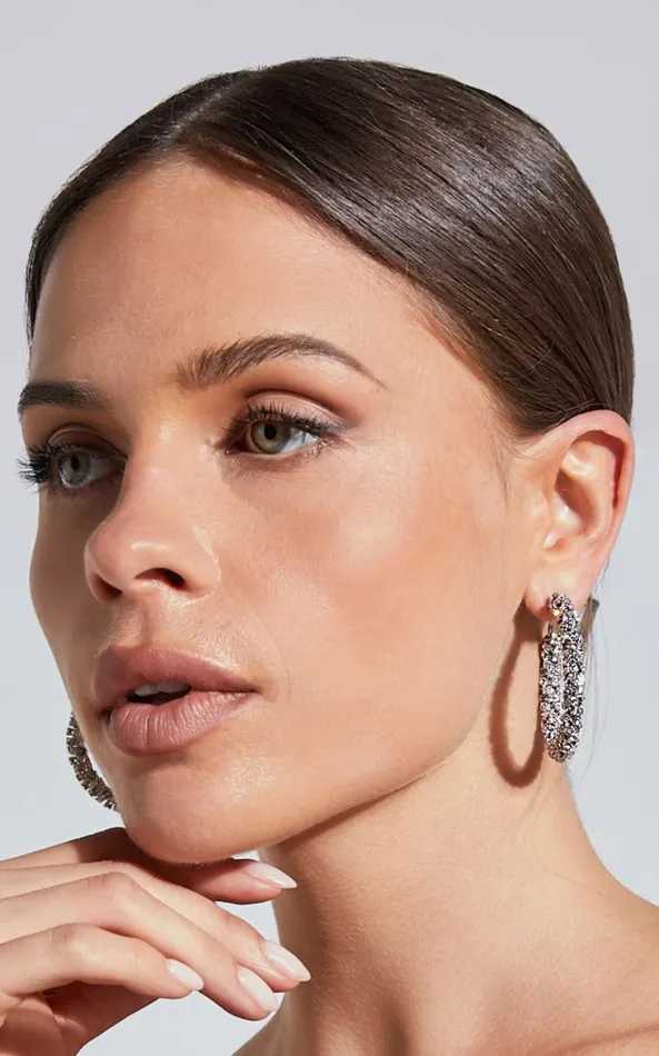 Showpo Zita Earrings 8211 Diamante Hoop Earrings In Silver Women Earrings