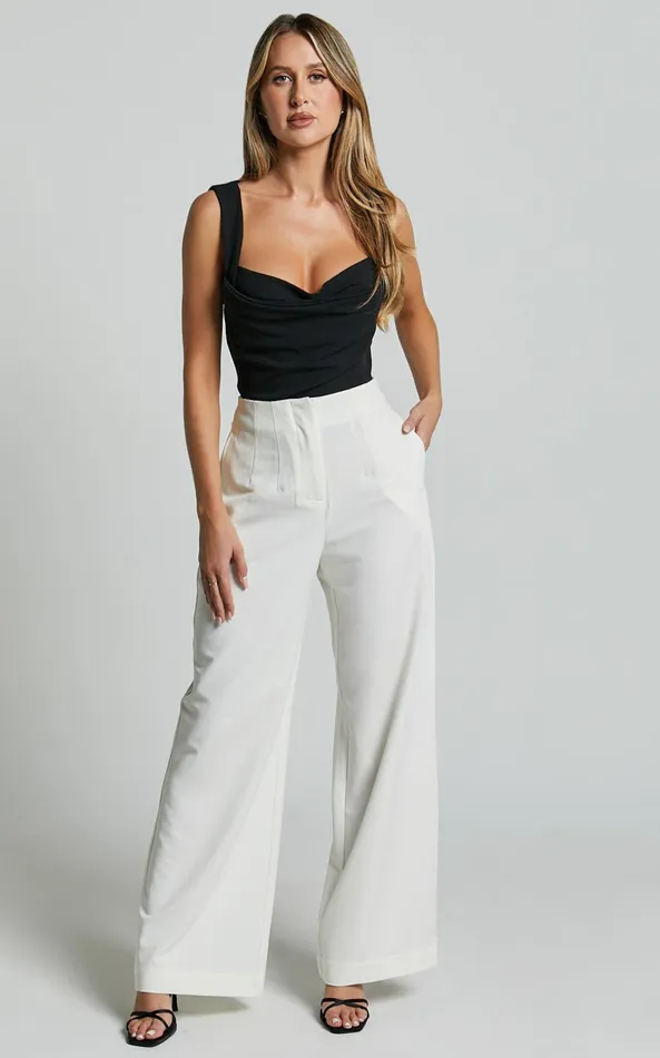 Showpo Zoella Pants 8211 High Waisted Pleated Drill Pants In Ivory Women Pants Showpo Zoella Pants 8211 High Waisted Pleated Drill Pants In Ivory Women Pants