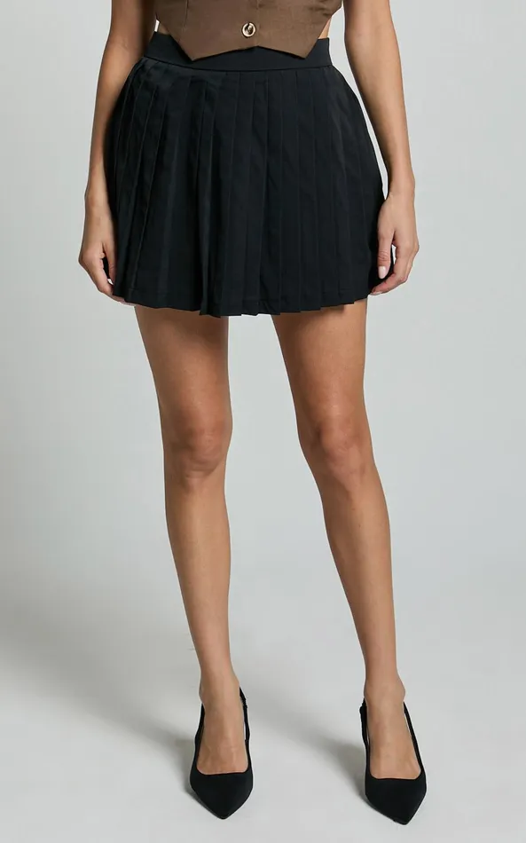 Showpo Zoey Skirt 8211 Mini Pleated Skirt In Black Women Skirts