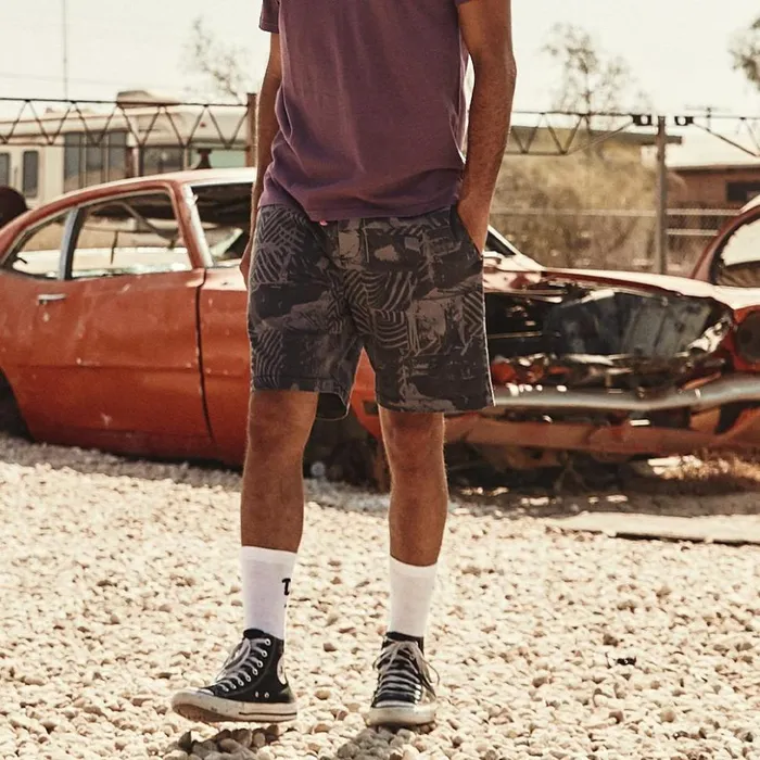 Stackwaddy Beach Short 8211 Plum Grey Men Deus Ex Machina Shorts Stackwaddy Beach Short 8211 Plum Grey Men Deus Ex Machina Shorts