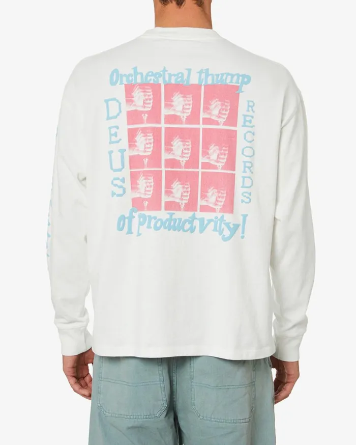 Thump Long Sleeve Tee 8211 Vintage White Men Deus Ex Machina Tees Thump Long Sleeve Tee 8211 Vintage White Men Deus Ex Machina Tees