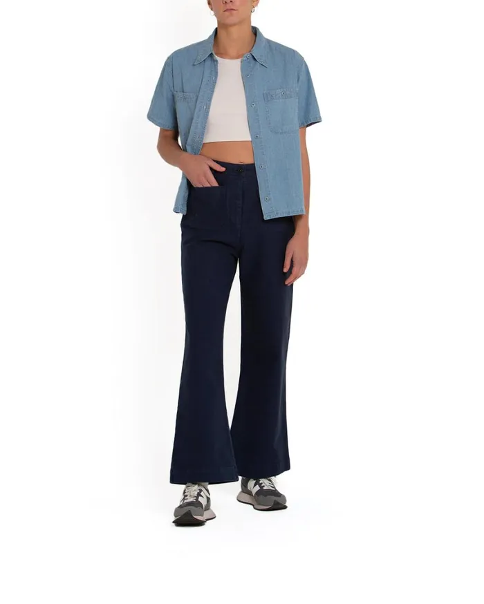 Union Cropped Shirt 8211 Blue Chambray Women Deus Ex Machina Shirts Union Cropped Shirt 8211 Blue Chambray Women Deus Ex Machina Shirts