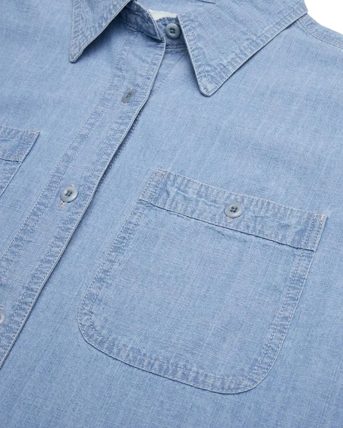 Union Cropped Shirt 8211 Blue Chambray Women Deus Ex Machina Shirts Union Cropped Shirt 8211 Blue Chambray Women Deus Ex Machina Shirts