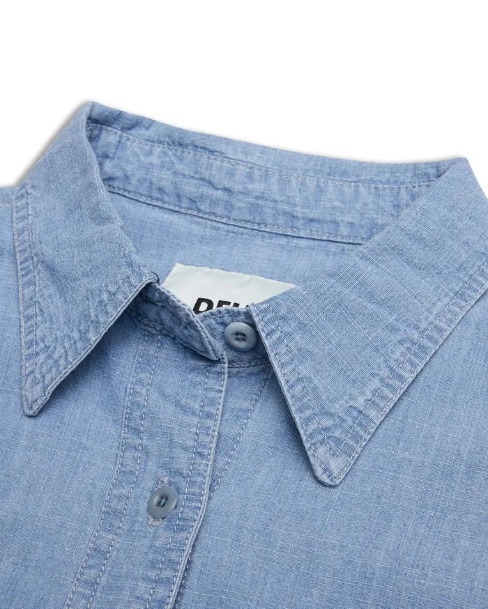 Union Cropped Shirt 8211 Blue Chambray Women Deus Ex Machina Shirts Union Cropped Shirt 8211 Blue Chambray Women Deus Ex Machina Shirts